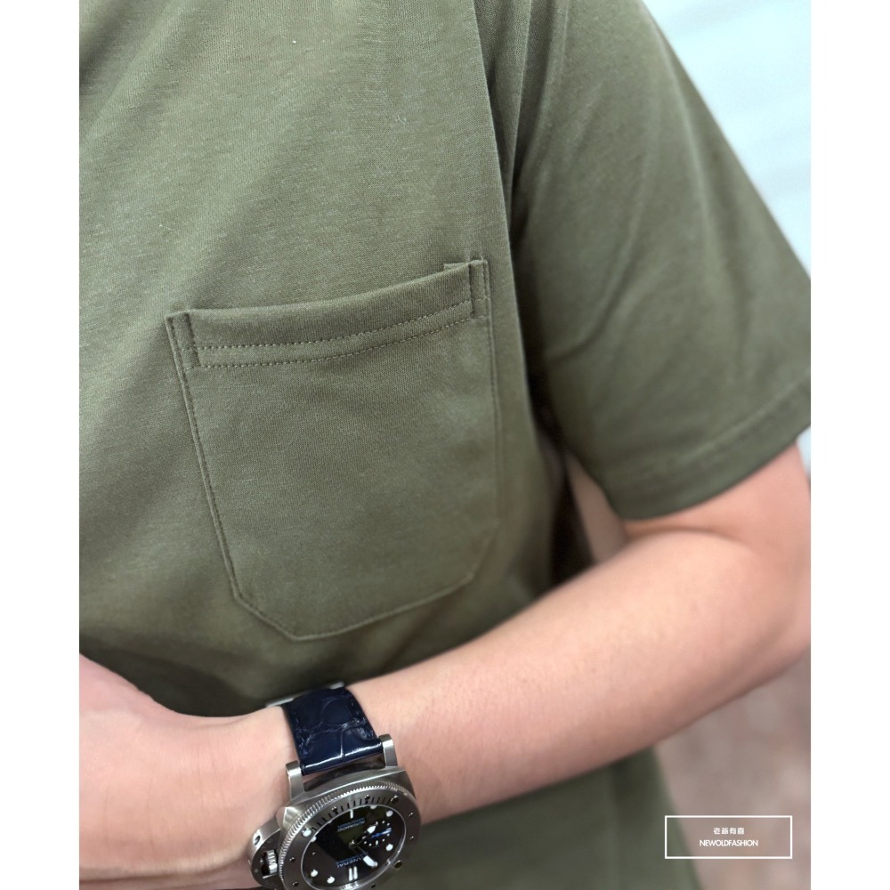 『新品上市』重磅原色胸口袋短T(NOF240488025)-綠-細節圖2