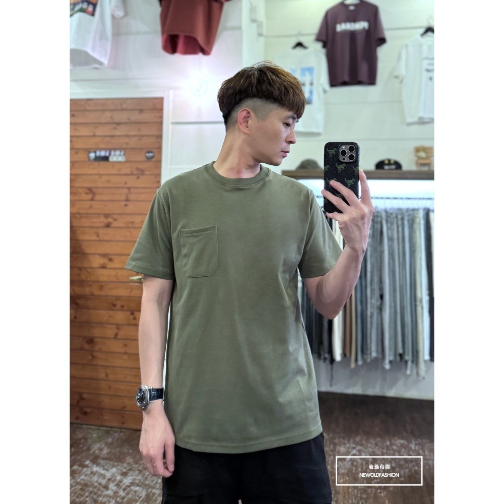 『新品上市』重磅原色胸口袋短T(NOF240488025)-綠-細節圖3