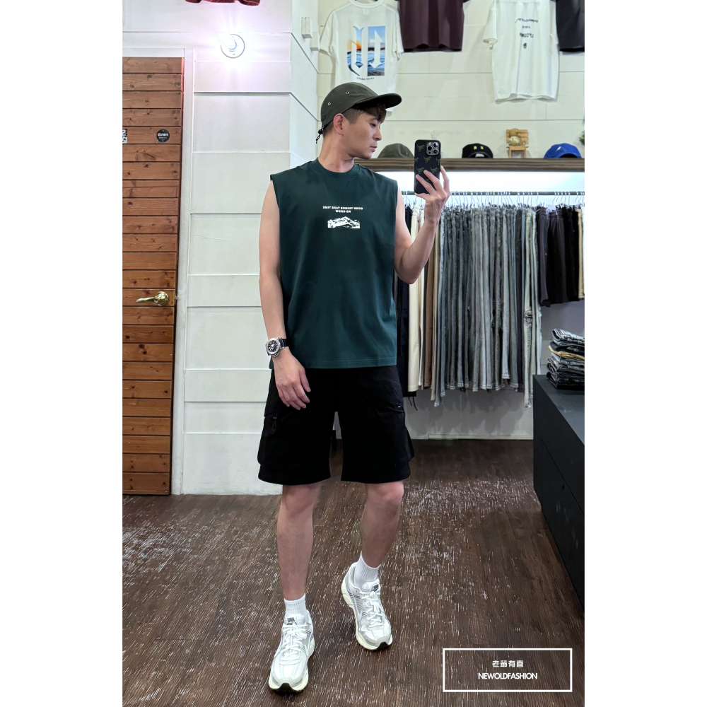 『新品上市』重磅山脈標語棉質背心(NOF2405S8008)-綠-細節圖4