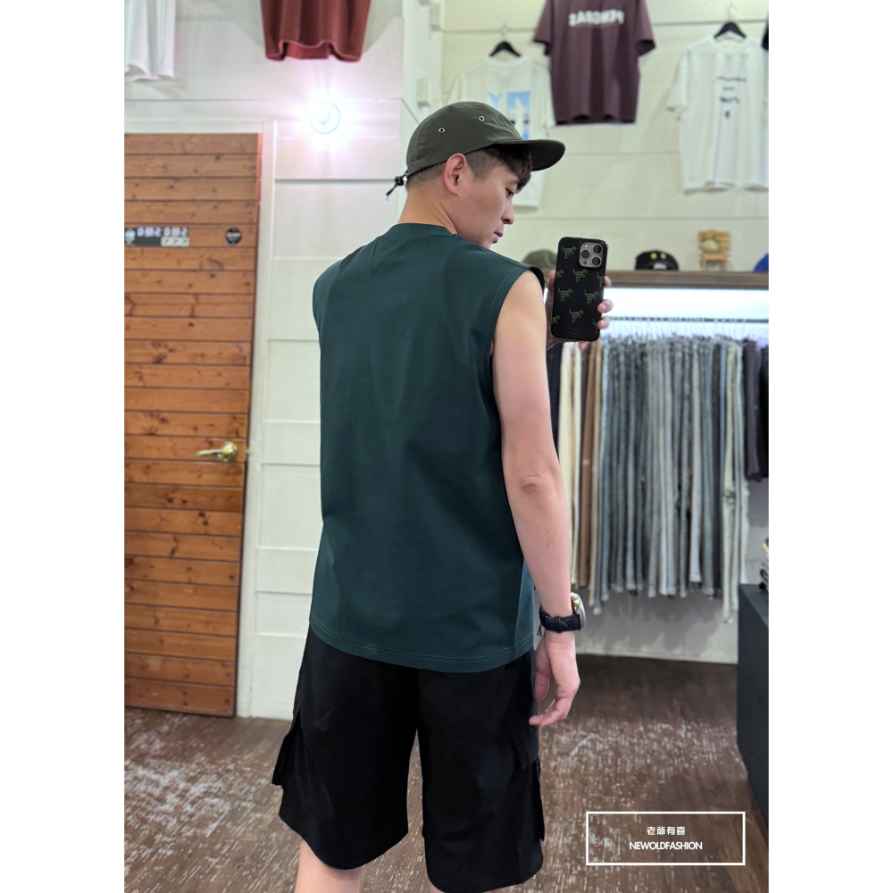 『新品上市』重磅山脈標語棉質背心(NOF2405S8008)-綠-細節圖6