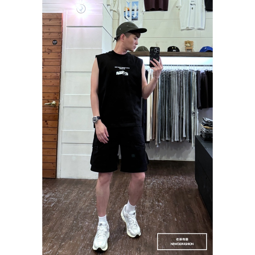 『新品上市』重磅山脈標語棉質背心(NOF2405S8008)-黑-細節圖5