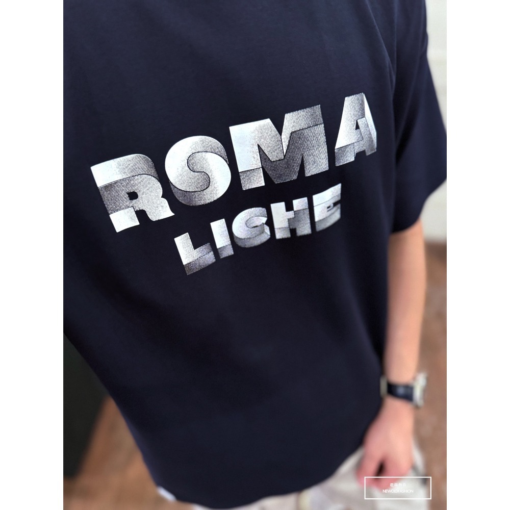 『新品上市』重磅ROMA積木英字短T(NOF2405S6010)-深藍-細節圖2