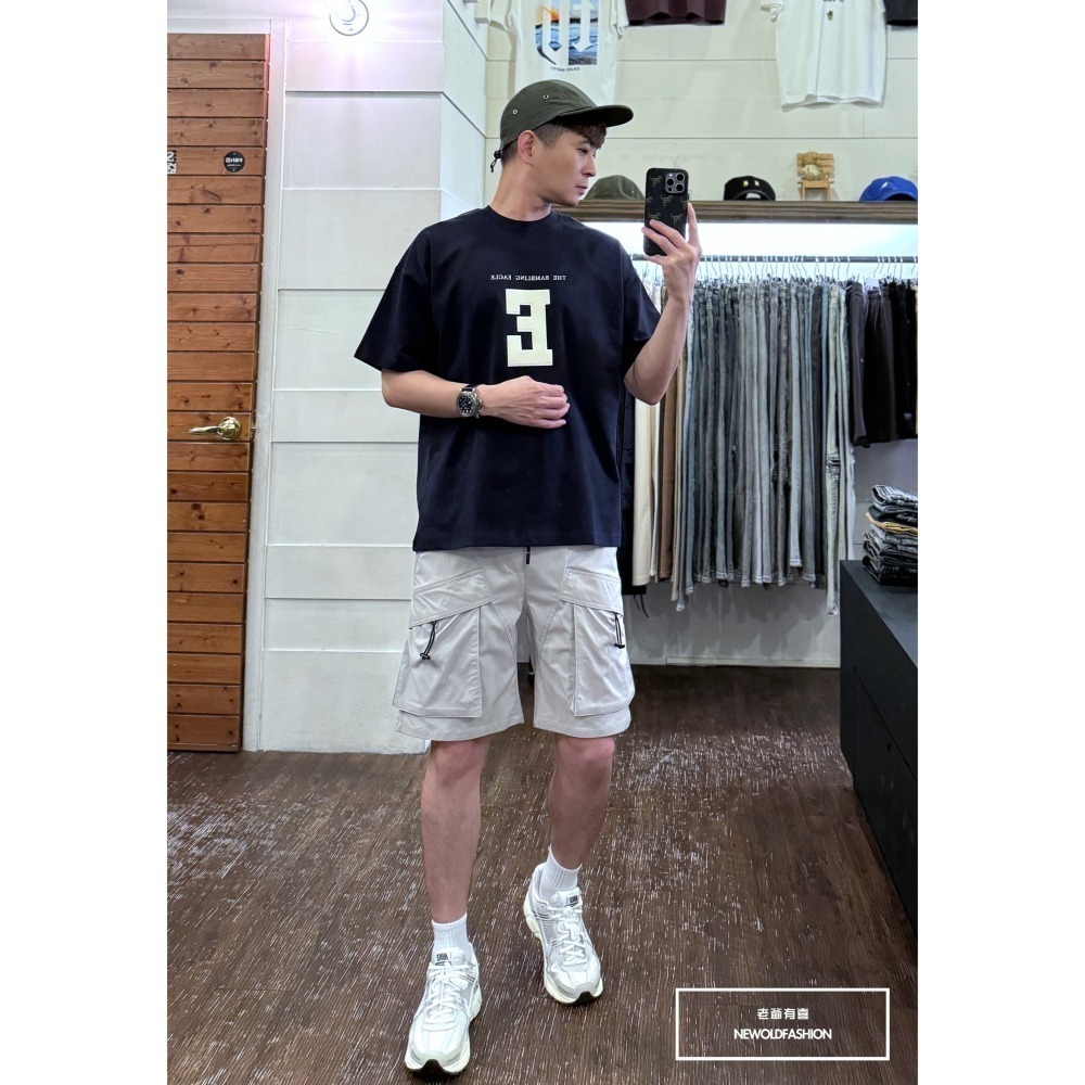 『新品上市』重磅立體斜紋E英字短T(NOF2405S6008)-深藍-細節圖3