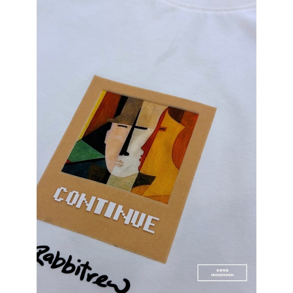 『新品上市』重磅人臉抽象畫短T(NOF2405S5009)-白-細節圖2