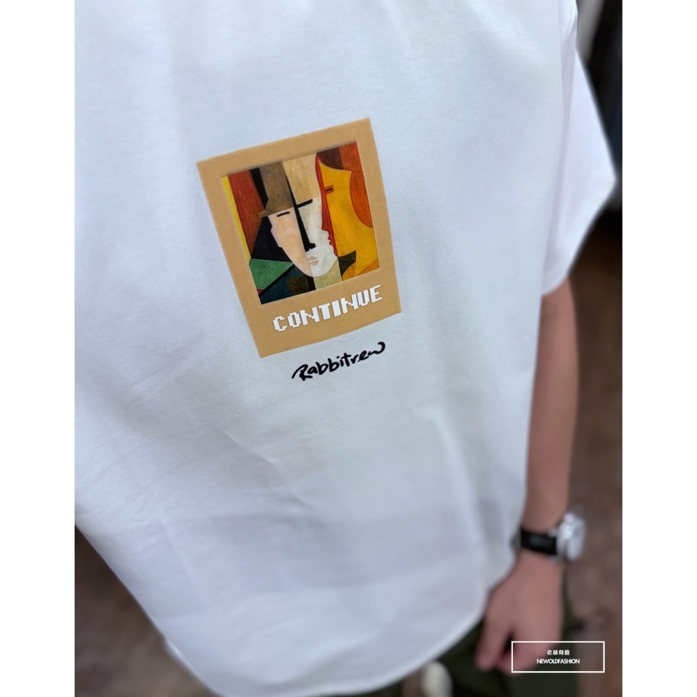 『新品上市』重磅人臉抽象畫短T(NOF2405S5009)-白-細節圖4