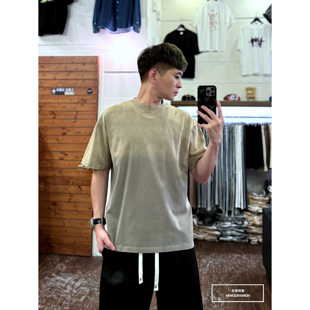 『新品上市』重磅雙色暈染水洗短T(NOF2405S001)-卡其-細節圖2