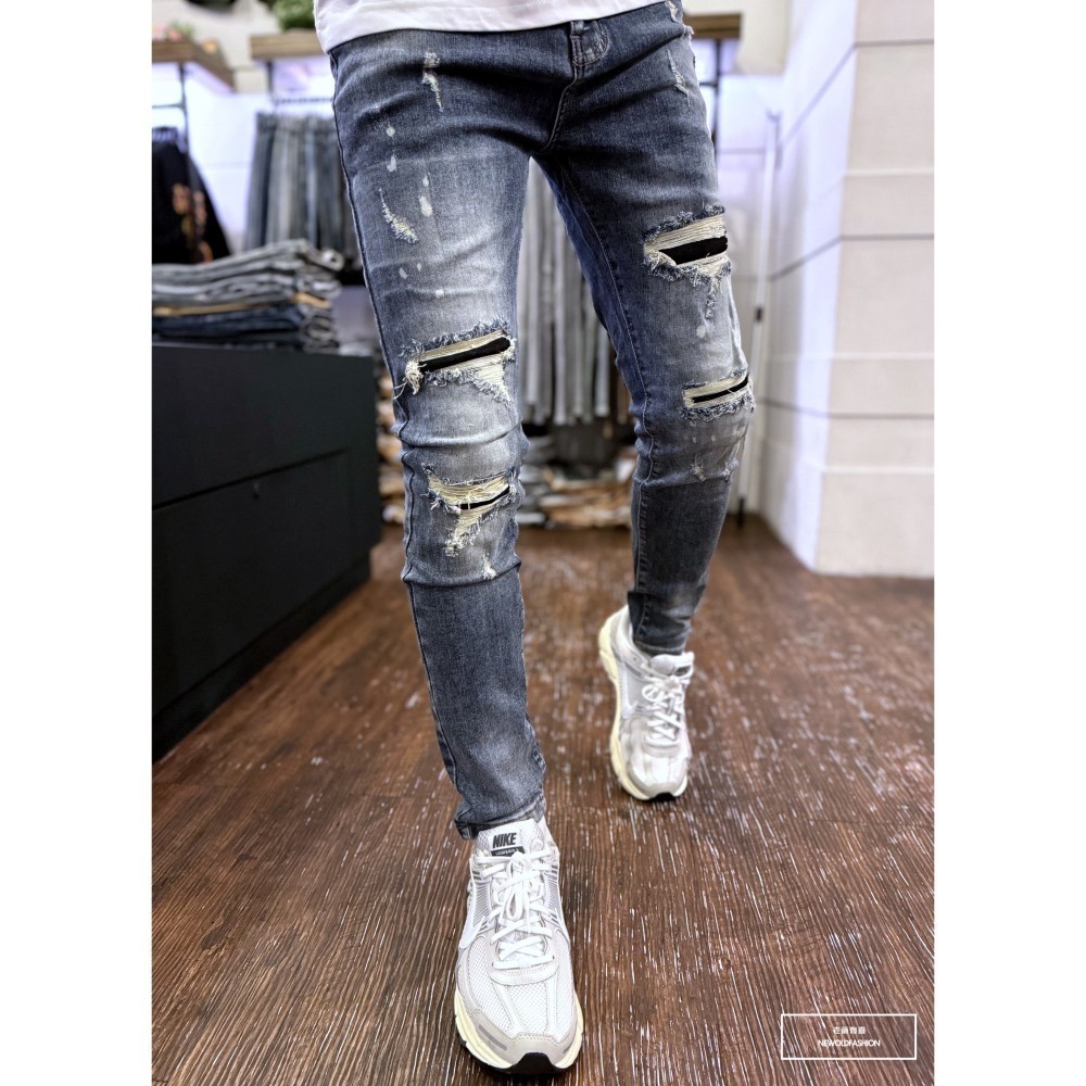 『新品上市』重磅方白印潑墨大破壞小直筒(NOF24065895)-細節圖5