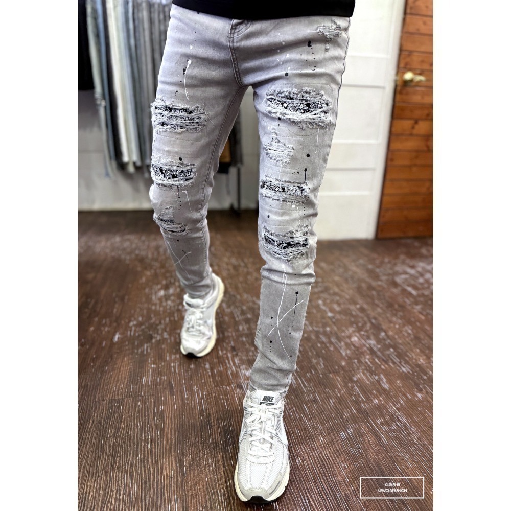 『新品上市』重磅變形蟲潑漆補丁小直筒(NOF24075996)-細節圖4