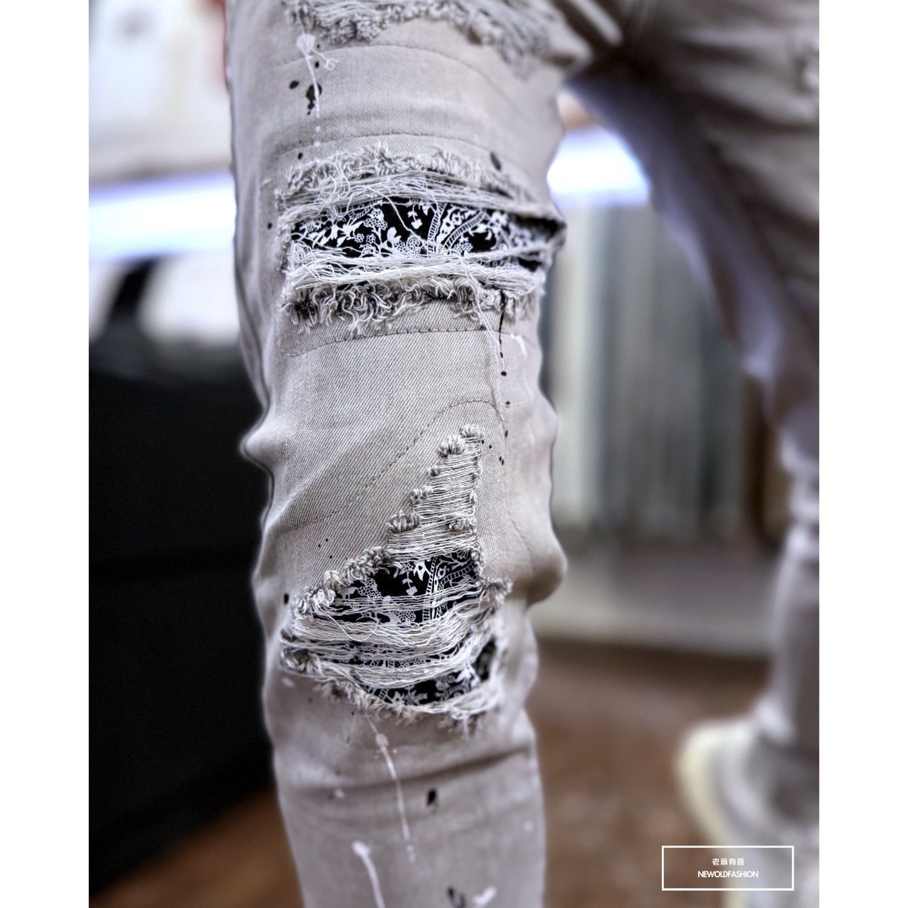 『新品上市』重磅變形蟲潑漆補丁小直筒(NOF24075996)-細節圖5