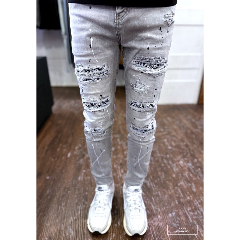 『新品上市』重磅變形蟲潑漆補丁小直筒(NOF24075996)-細節圖7