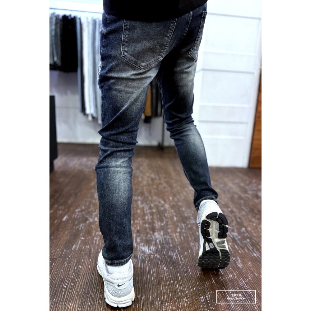 『新品上市』重磅藍印仿舊潑墨補丁小直筒(NOF24075933)-細節圖5