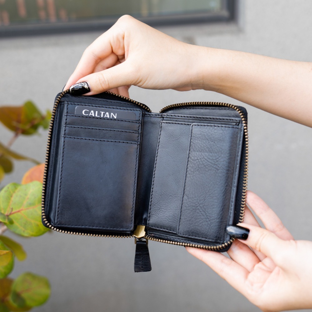 『新品上市』老爺有喜 菱紋縫線包覆式真皮短夾(071314bk)-細節圖2