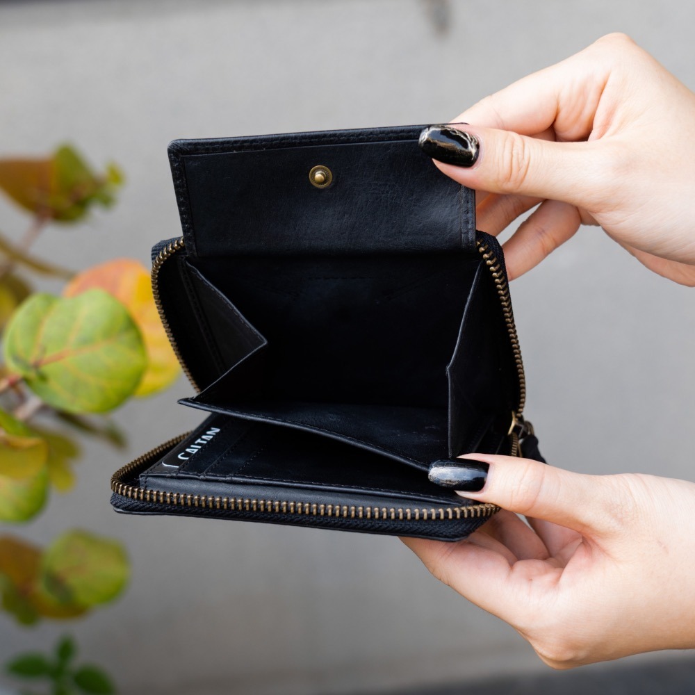 『新品上市』老爺有喜 菱紋縫線包覆式真皮短夾(071314bk)-細節圖3