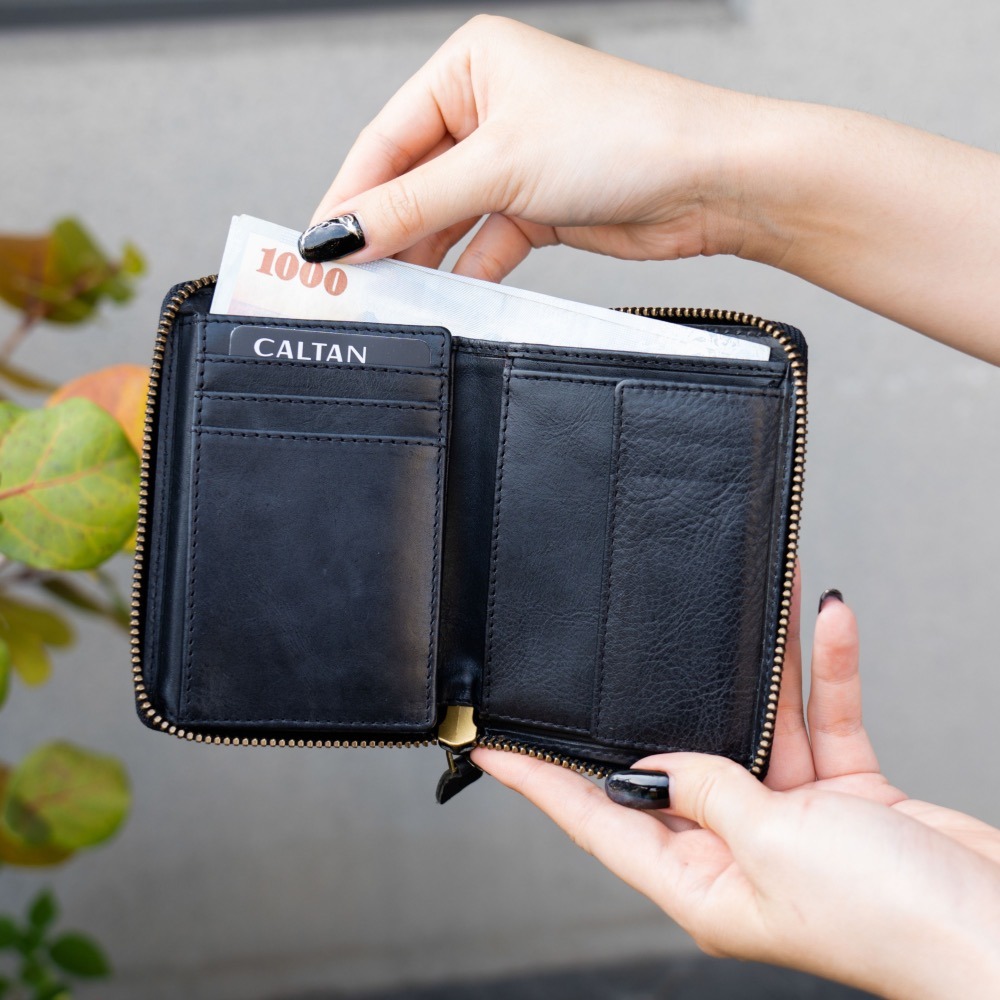 『新品上市』老爺有喜 菱紋縫線包覆式真皮短夾(071314bk)-細節圖5