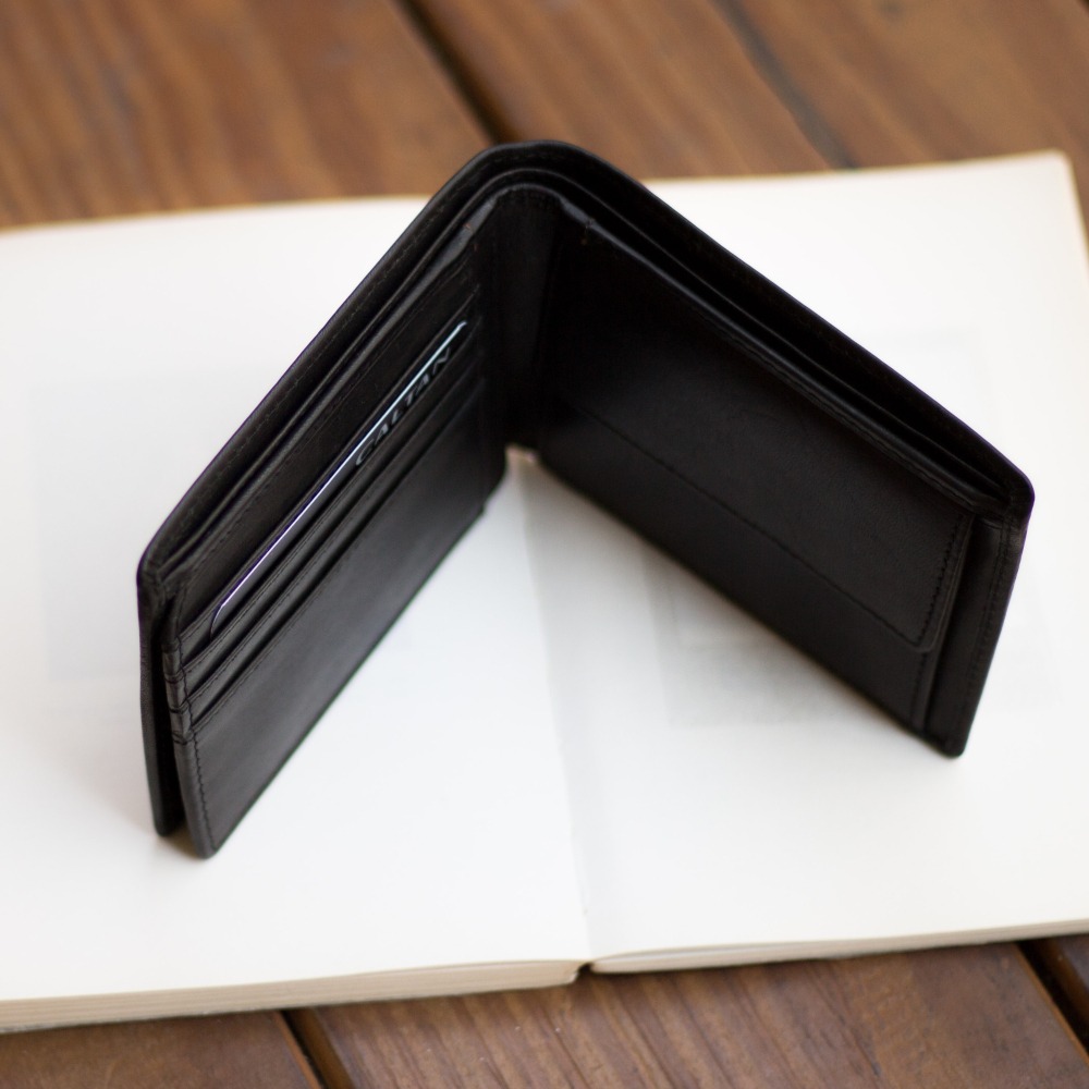 『新品上市』老爺有喜 帥氣皮革縫線短夾(071769bk)-細節圖2