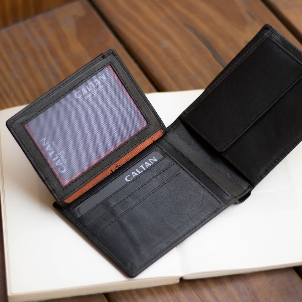 『新品上市』老爺有喜 帥氣皮革縫線短夾(071769bk)-細節圖3