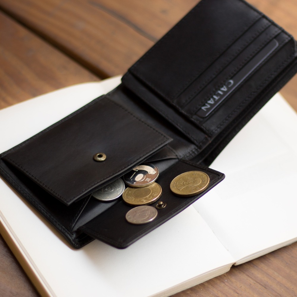 『新品上市』老爺有喜 帥氣皮革縫線短夾(071769bk)-細節圖5