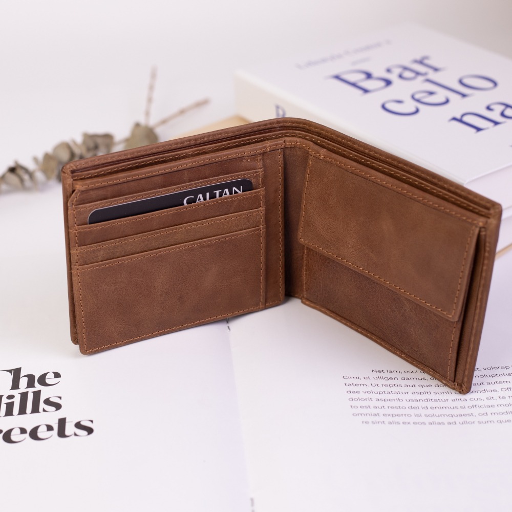 『新品上市』老爺有喜 帥氣皮革縫線短夾(071769lt)-細節圖2