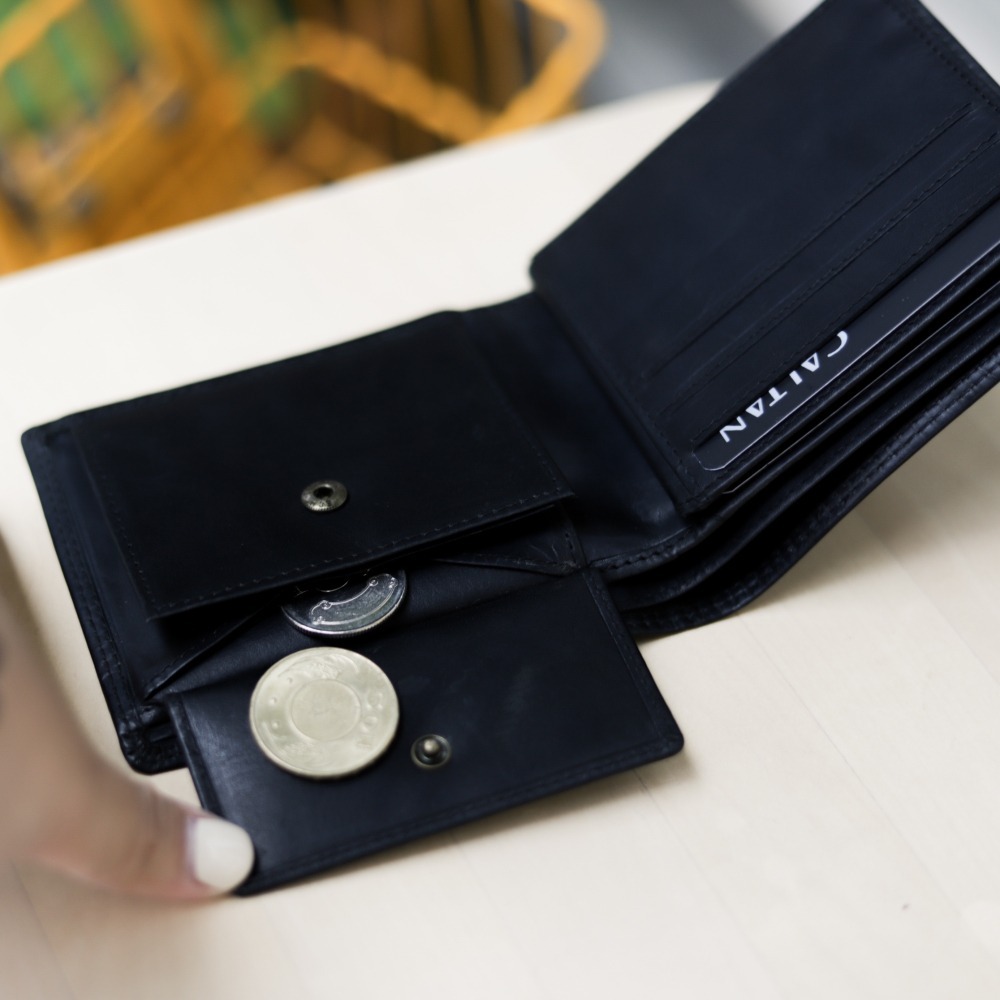 『新品上市』老爺有喜 真皮製作經典版三折男用短夾(072698bk)-細節圖3