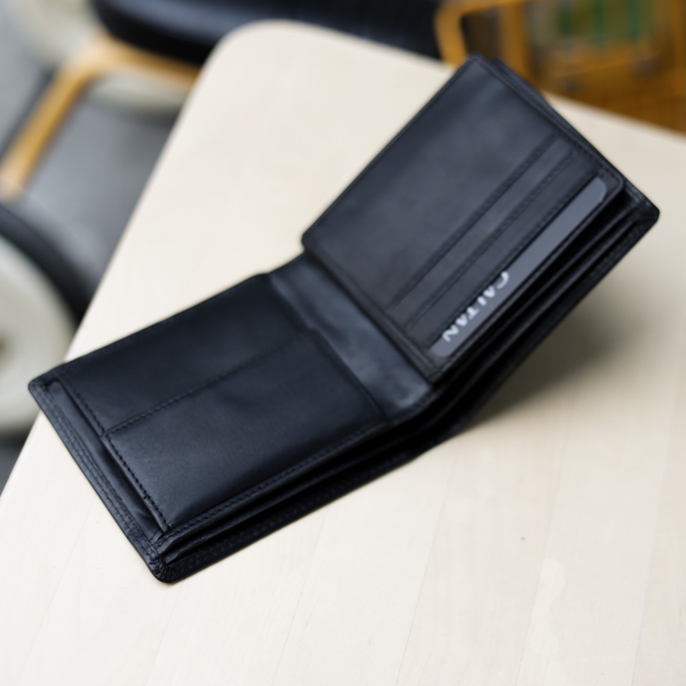 『新品上市』老爺有喜 真皮製作經典版三折男用短夾(072698bk)-細節圖5