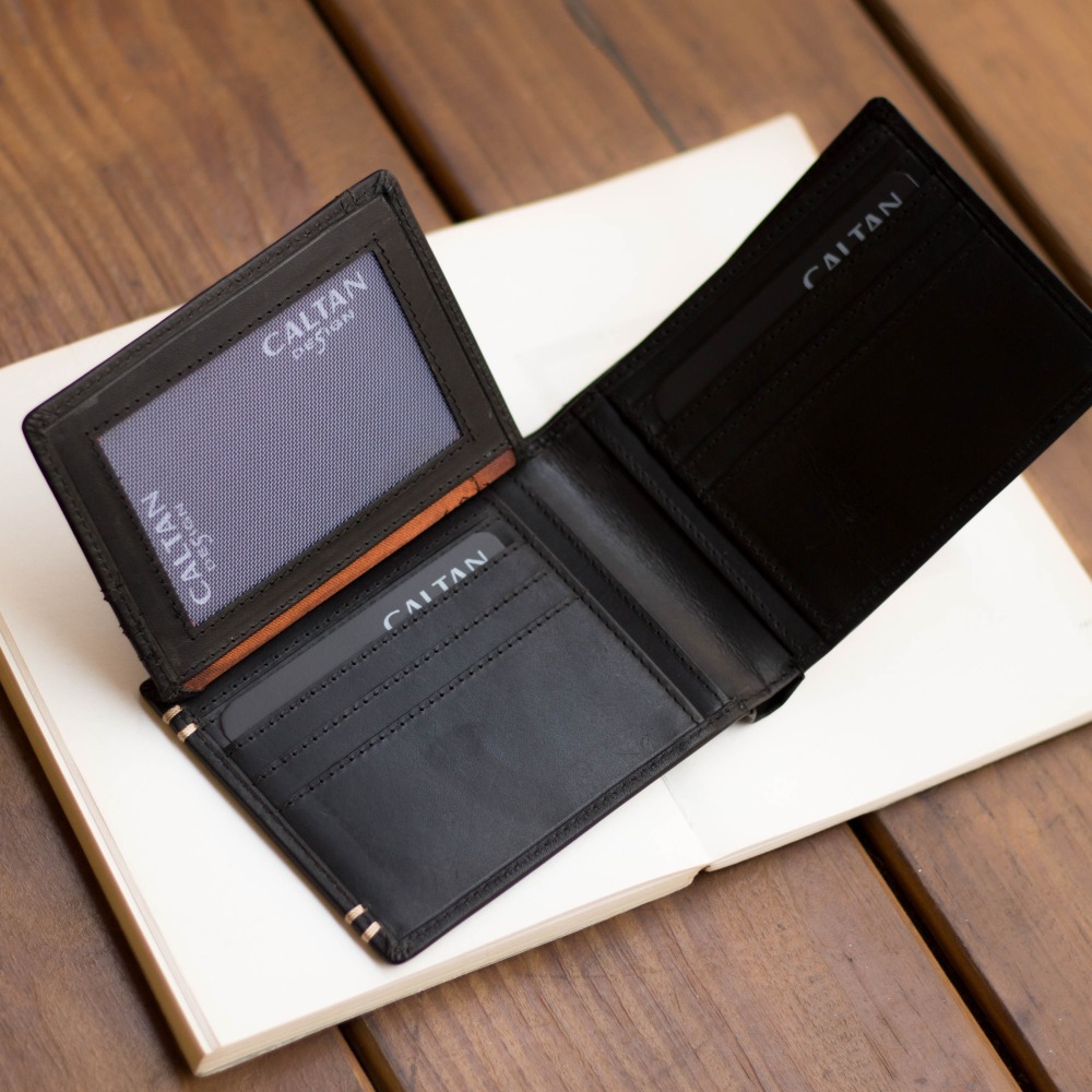 『新品上市』老爺有喜 男仕皮革縫線短夾(072986bk)-細節圖3