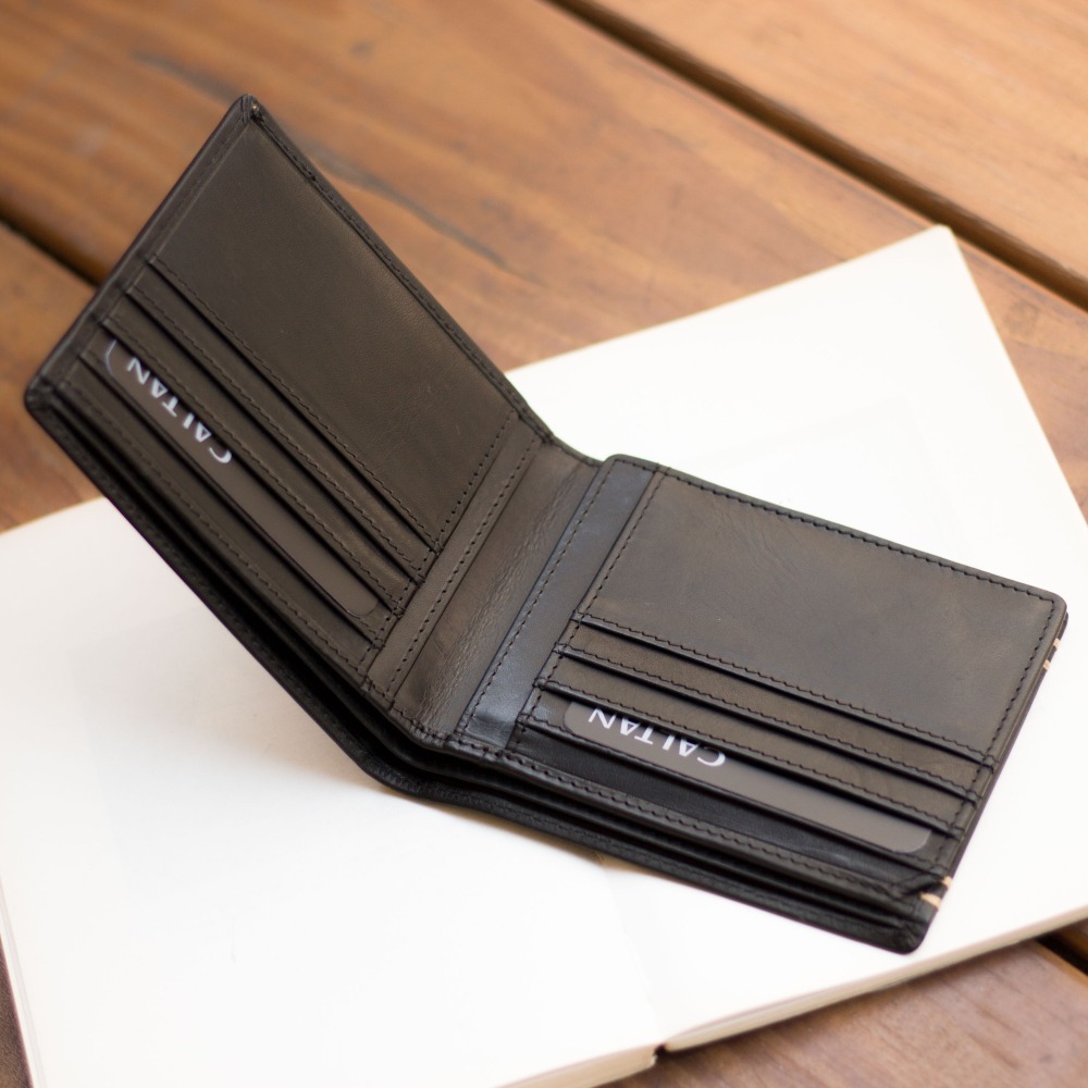 『新品上市』老爺有喜 男仕皮革縫線短夾(072986bk)-細節圖6