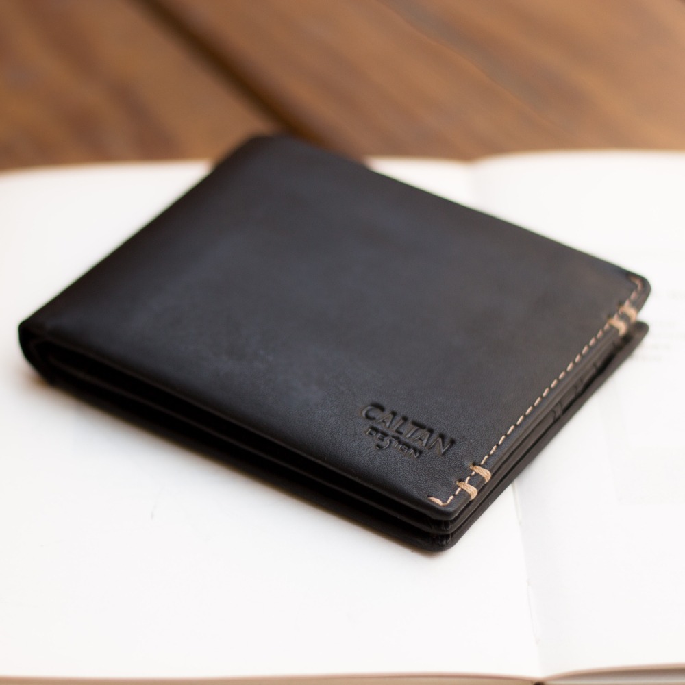 『新品上市』老爺有喜 男仕皮革縫線短夾(072986bk)-細節圖7