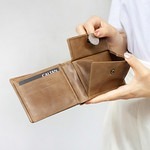 『新品上市』老爺有喜 真皮製作經典版三折男用短夾(072698lt)-細節圖2