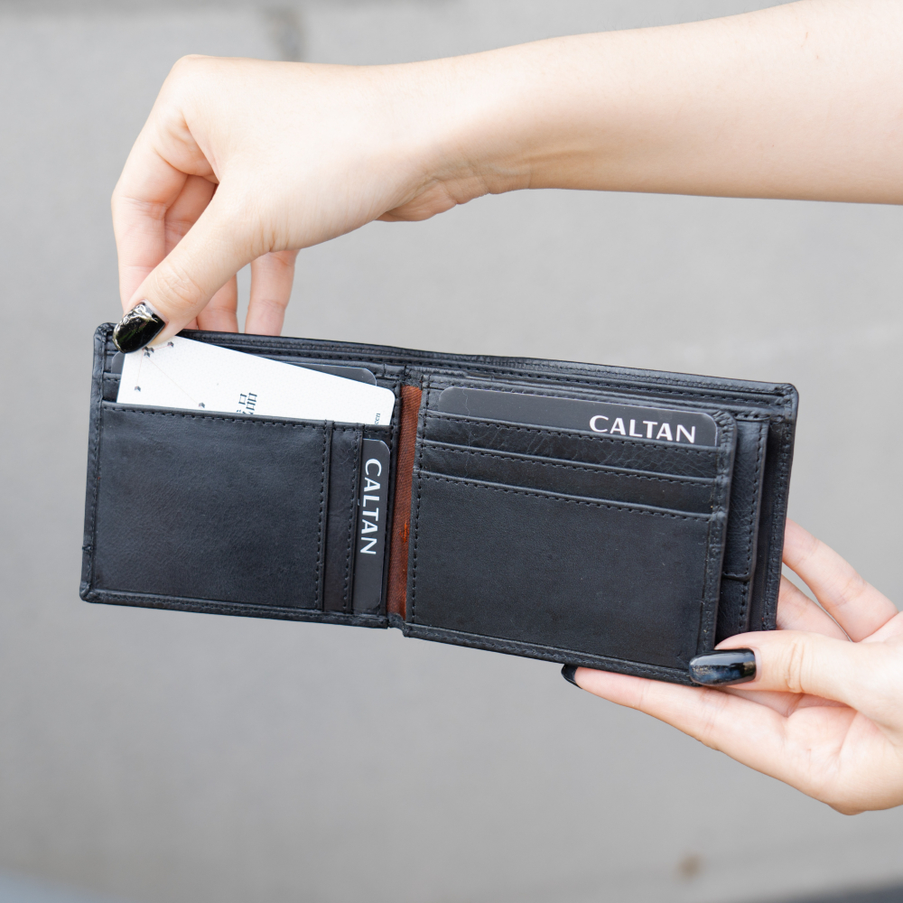 『新品上市』老爺有喜 真皮三頁式零錢包短夾(075137bk)-細節圖2