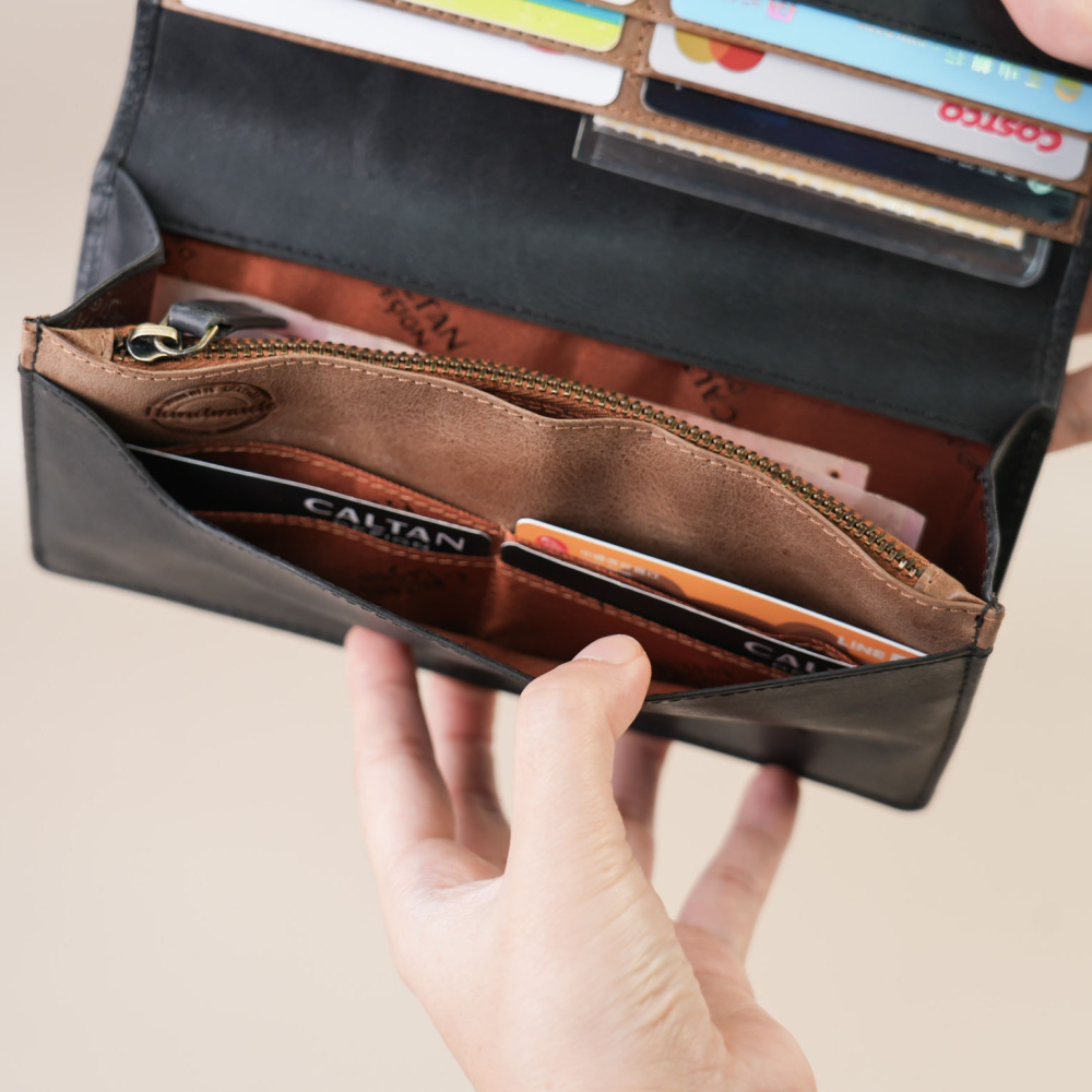 『新品上市』老爺有喜 簡約撞色系俐落長夾(075171bk)-細節圖6