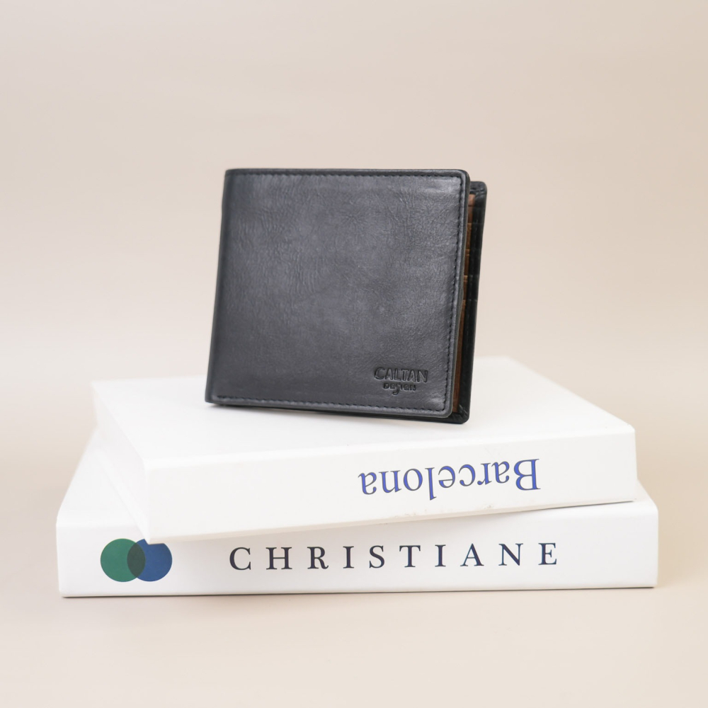 『新品上市』老爺有喜 雙色系俐落型男短夾(075173bk)-細節圖2