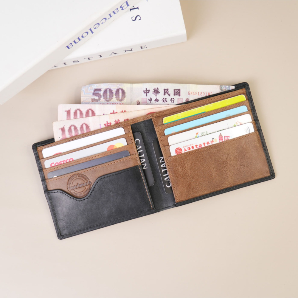 『新品上市』老爺有喜 雙色系俐落型男短夾(075173bk)-細節圖4