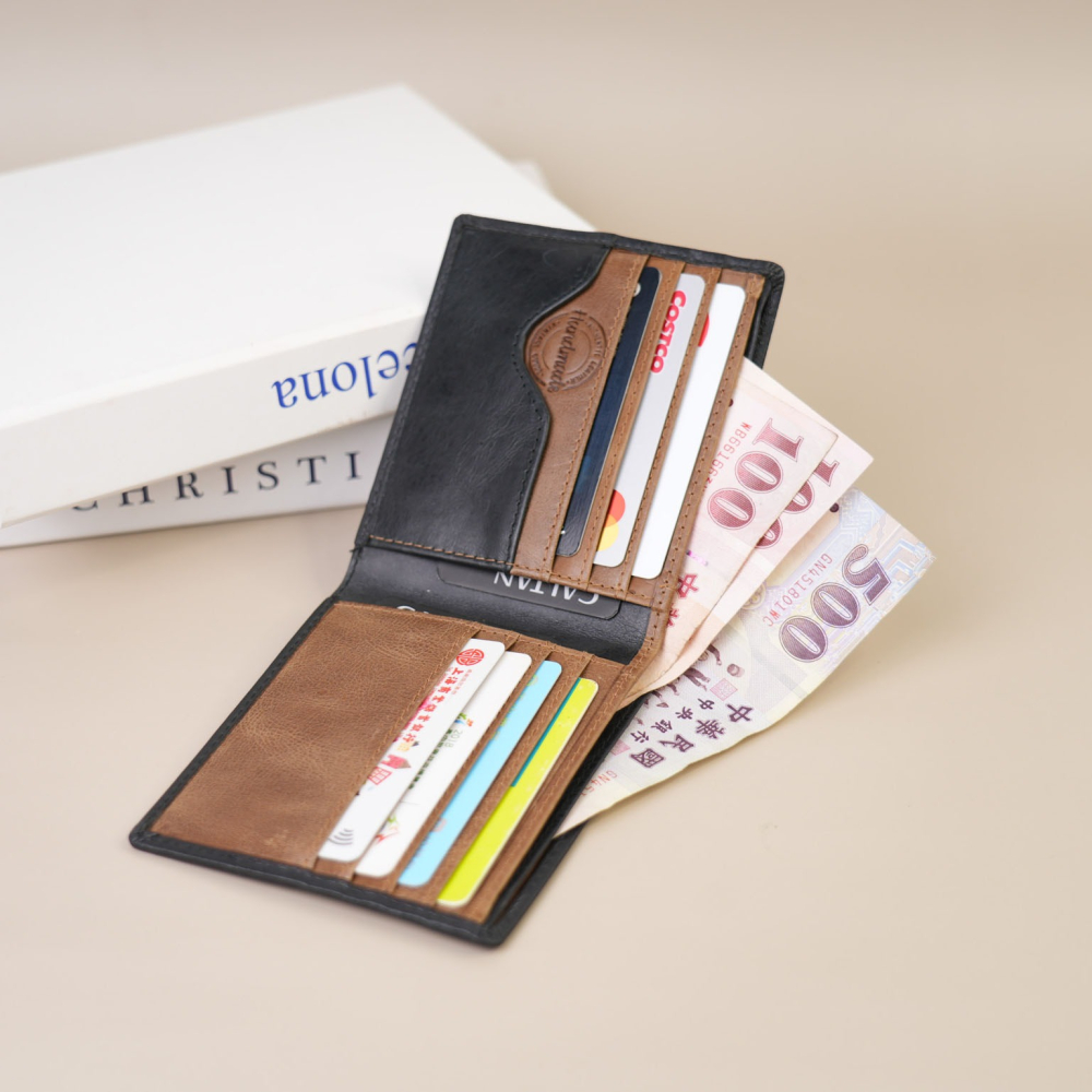 『新品上市』老爺有喜 雙色系俐落型男短夾(075173bk)-細節圖6