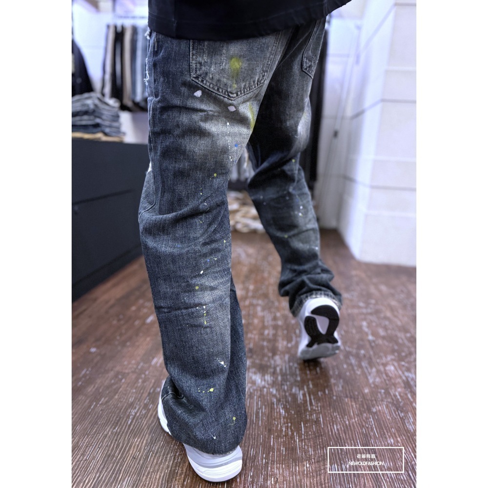 『新品上市』重磅三洞不對稱潑漆寬褲(NOF2409D803)-細節圖4