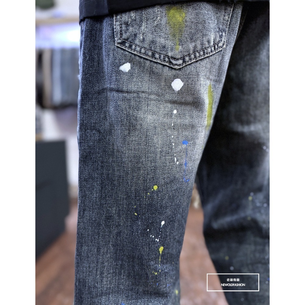 『新品上市』重磅三洞不對稱潑漆寬褲(NOF2409D803)-細節圖7