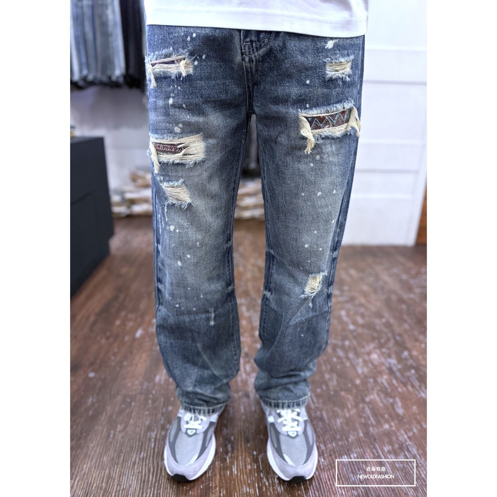 『新品上市』重磅三洞幾何補丁寬褲(NOF2409D806)-細節圖5