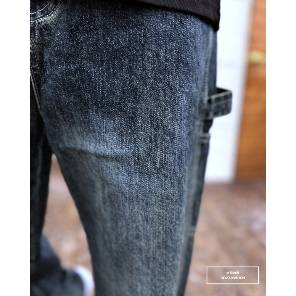 『新品上市』重磅深藍微刷工裝寬褲(NOF2409F501)-細節圖5