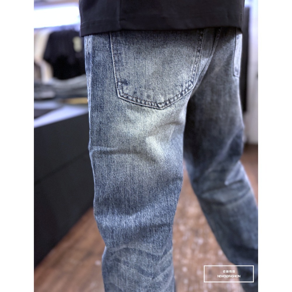 『新品上市』重磅淺藍微刷白寬褲(NOF2409D811)-細節圖3