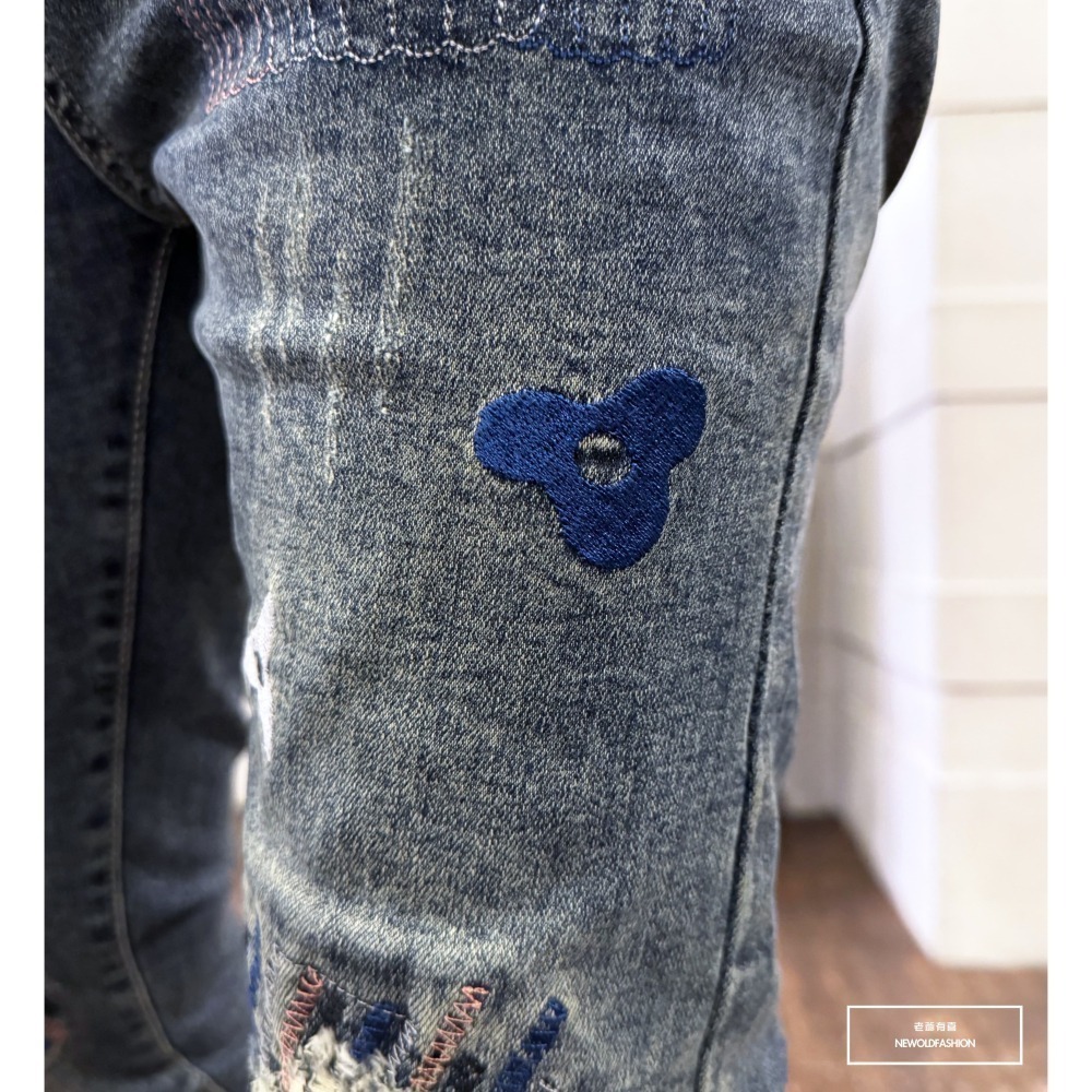 『新品上市』重磅忍鏢多車縫補丁小直筒(NOF24096023)-細節圖2