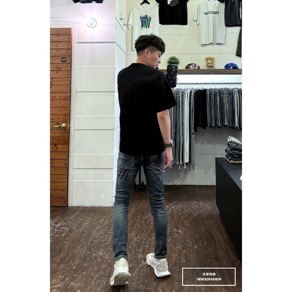 『新品上市』重磅忍鏢多車縫補丁小直筒(NOF24096023)-細節圖4