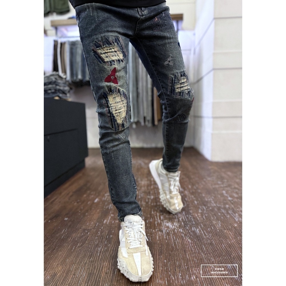 『新品上市』重磅忍鏢多車縫補丁小直筒(NOF24096023)-細節圖7