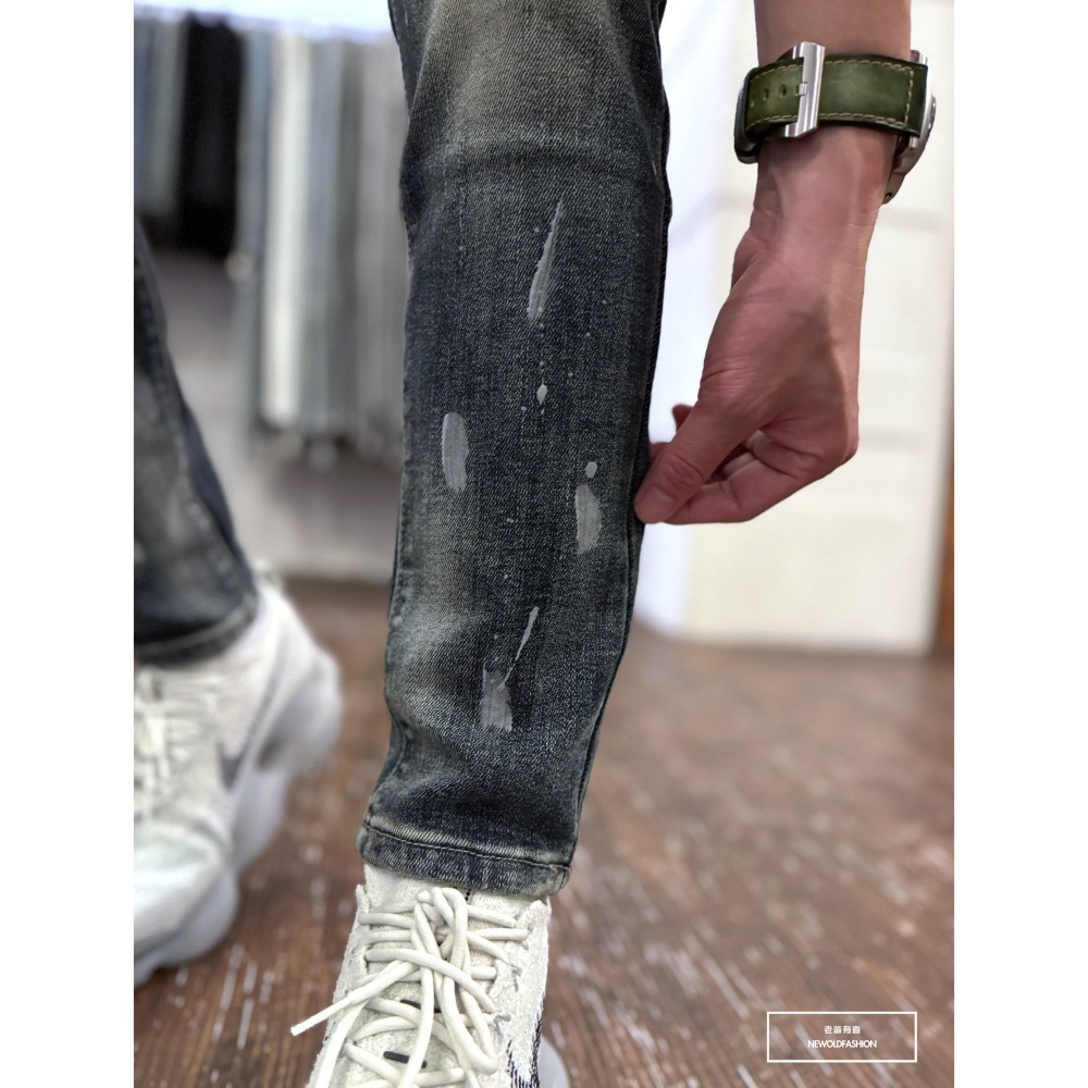 『新品上市』重磅白刷痕貓抓補丁小直筒(NOF24096038)-細節圖5