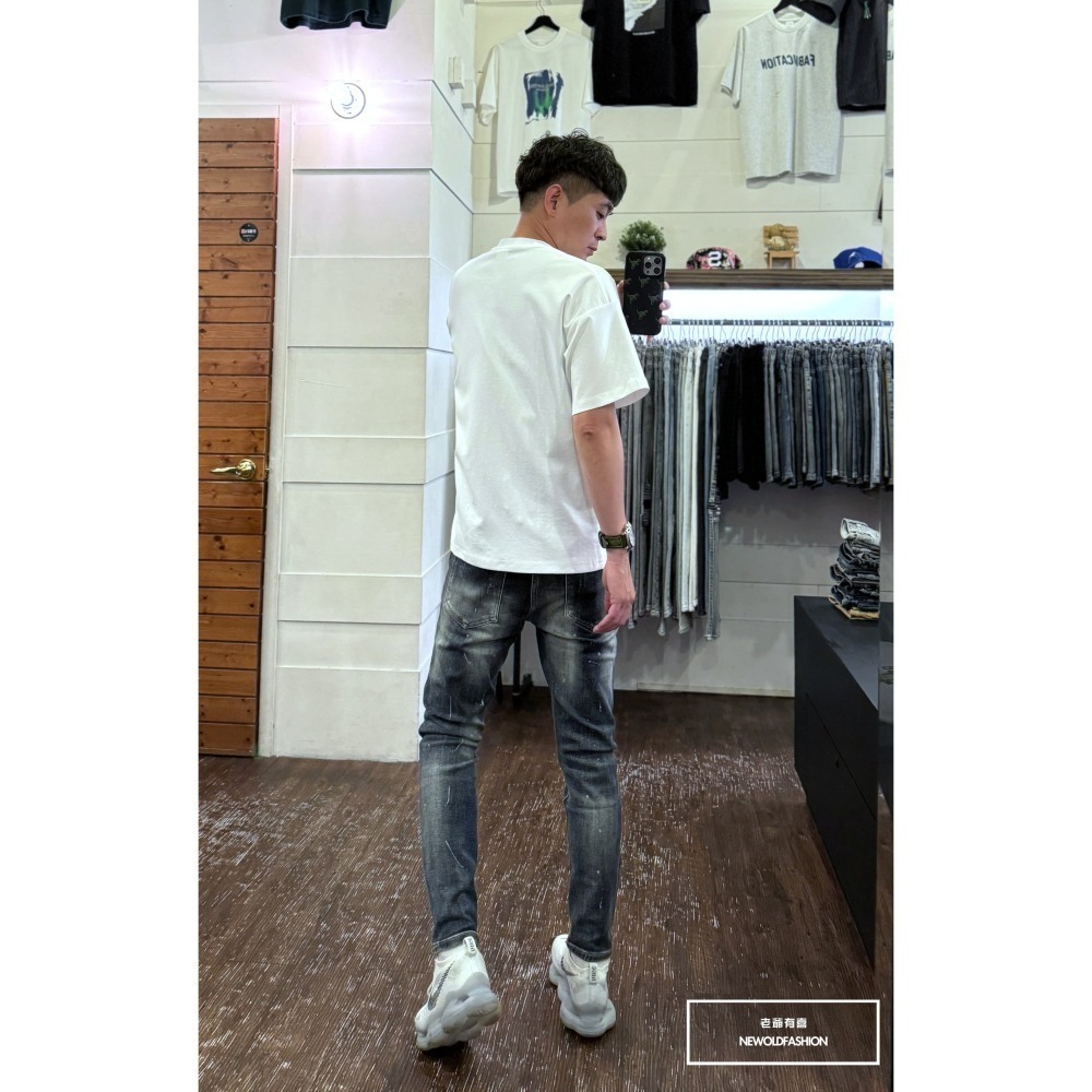 『新品上市』重磅白刷痕貓抓補丁小直筒(NOF24096038)-細節圖6