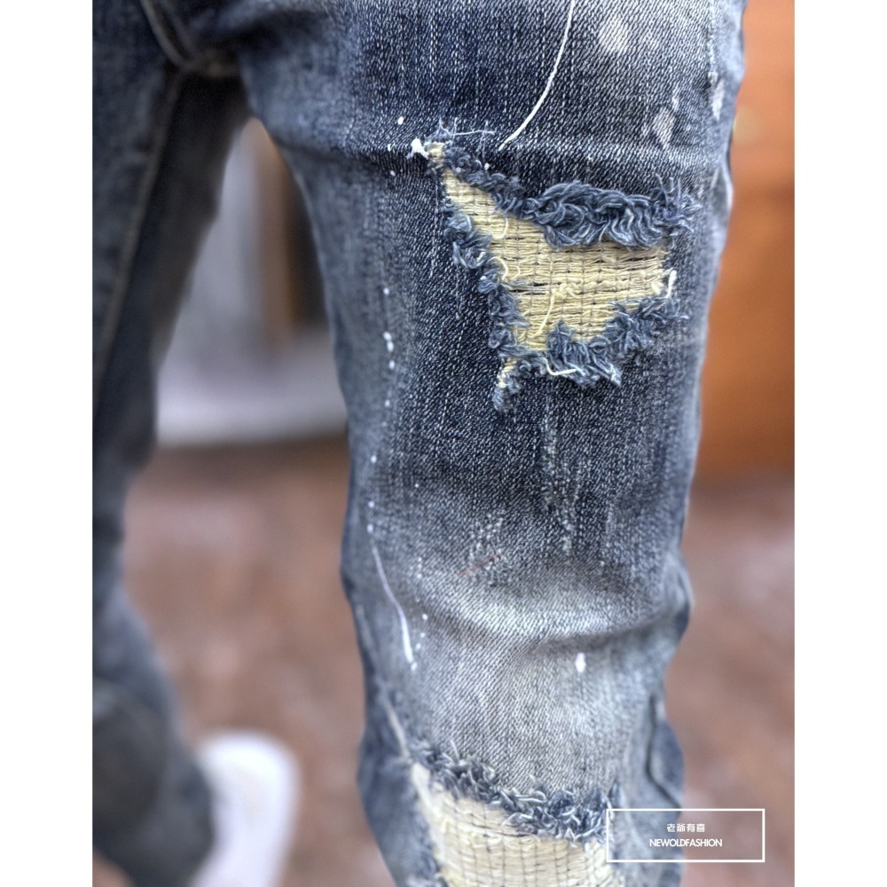 『新品上市』重磅三洞方印潑漆補丁小直筒(NOF24095935)-細節圖2