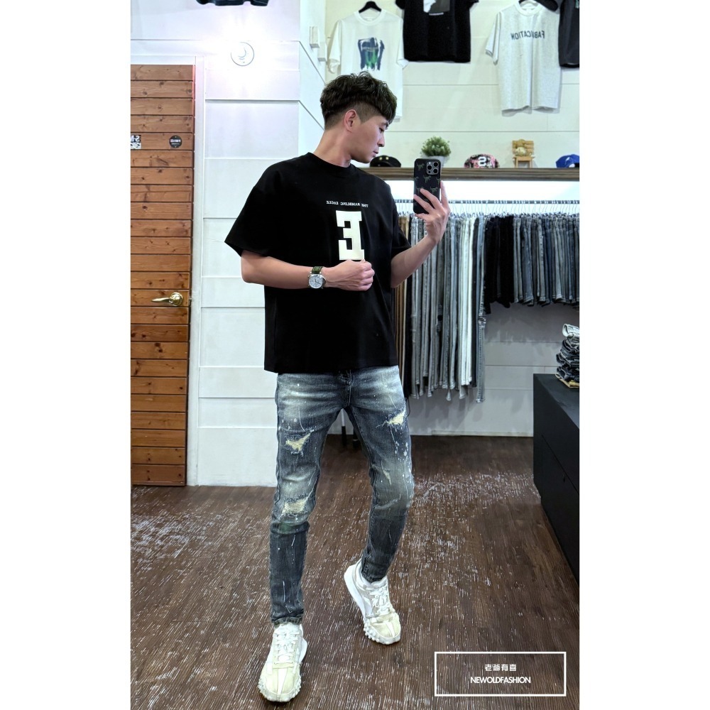 『新品上市』重磅三洞方印潑漆補丁小直筒(NOF24095935)-細節圖3