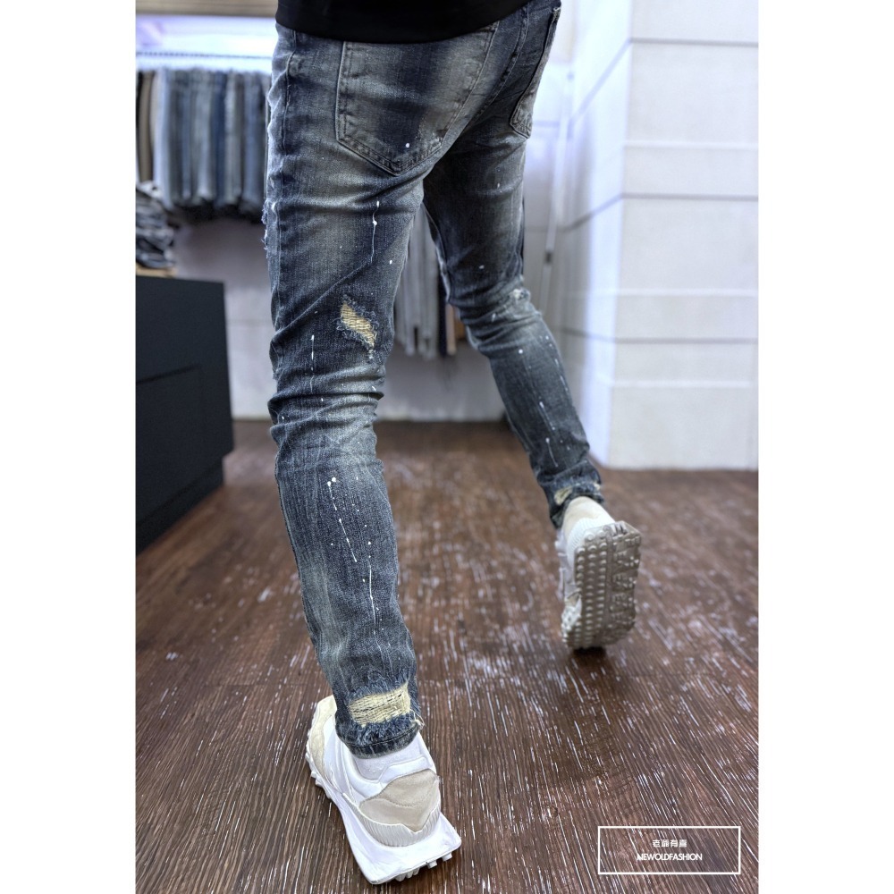 『新品上市』重磅三洞方印潑漆補丁小直筒(NOF24095935)-細節圖4