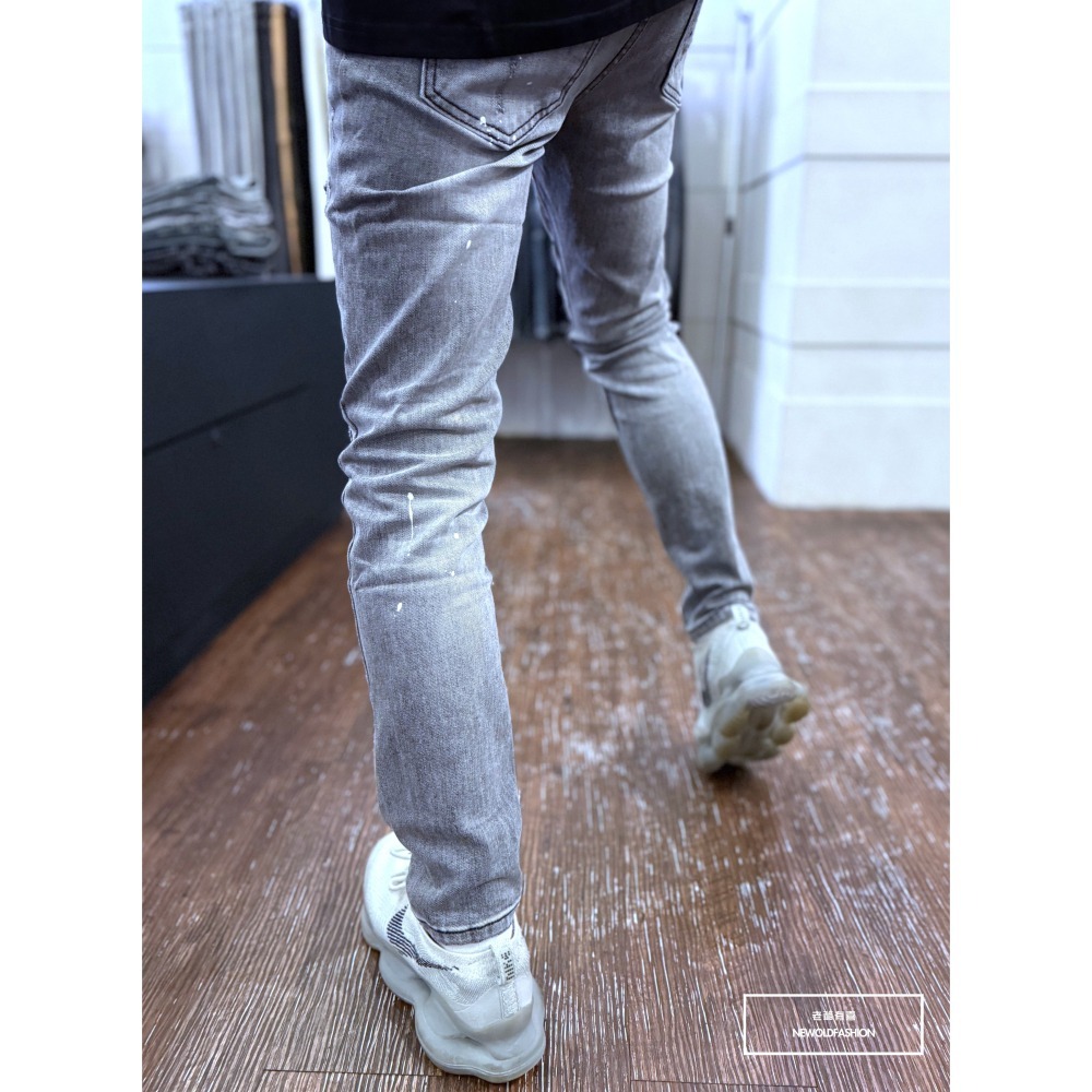 『新品上市』重磅白漆刷痕車縫小直筒褲(NOF2505L365)-細節圖3