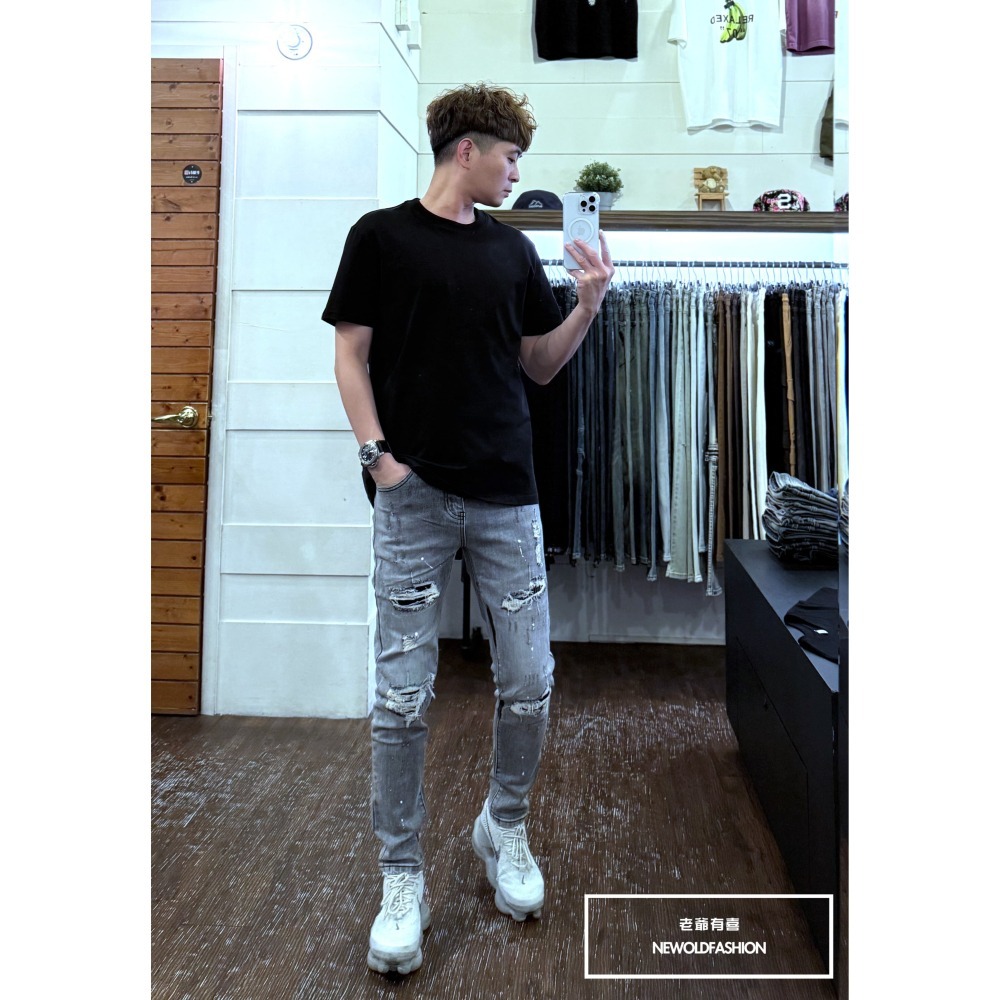 『新品上市』重磅白漆刷痕車縫小直筒褲(NOF2505L365)-細節圖4