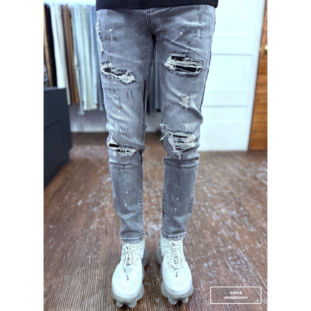 『新品上市』重磅白漆刷痕車縫小直筒褲(NOF2505L365)-細節圖6