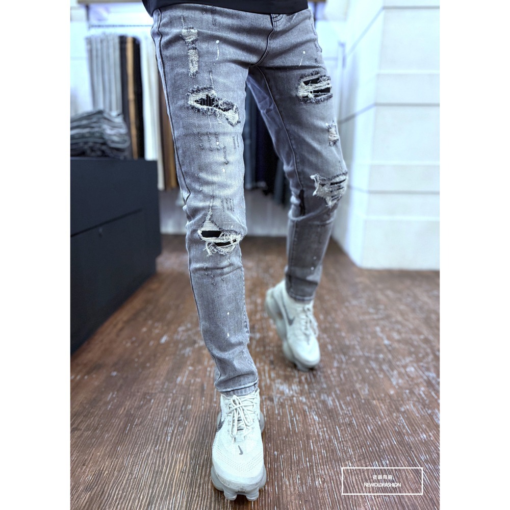 『新品上市』重磅白漆刷痕車縫小直筒褲(NOF2505L365)-細節圖9